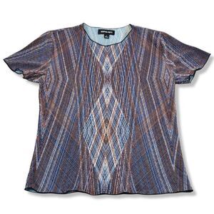 Kasper Knits Top Size Small Women's Crop Top Blouse Geometric Pattern Lines

100